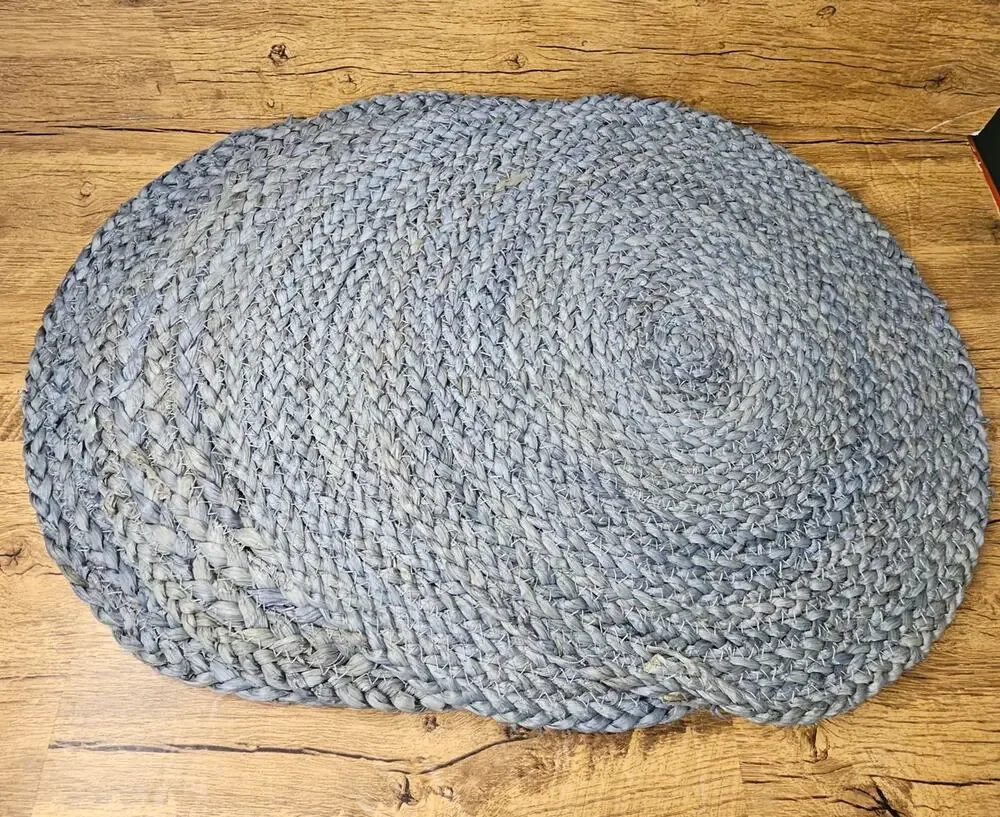 NWT Threshold Woven Blue Grey Round Place Mat Charger Dining